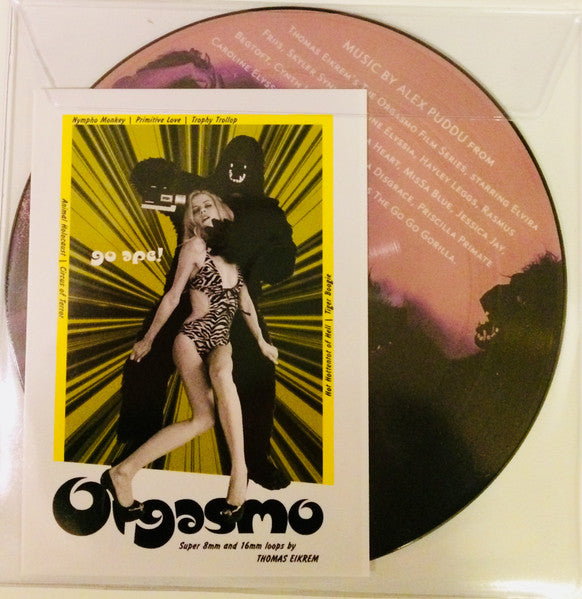 Image of Back Cover of 4624069E: 7" - ALEX PUDDU, Music From The Orgasmo Film Series (Not On Label; ALPV001 PD, UK 2018, Clear Plastic Sleeve, Postcard, Picture Disc) Split Seam  VG+/VG+