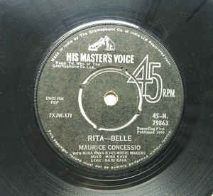 Image of Front Cover of 3454052S: 7" - MAURICE CONCESSIO, UMA POCHA, Bambai Meri Hai / Rita Belle (His Master's Voice; 45-N. 79863, India 1969, Plain Sleeve)   /VG