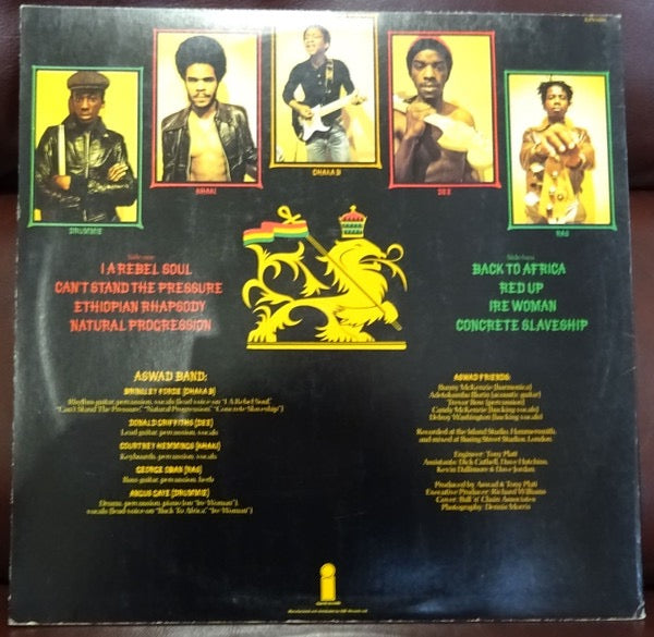 Image of Back Cover of LP - VG/G - ASWAD, Aswad (Island Records; ILPS 9399, UK Reissue, Black Inner), Lots of light marks to disc.,  - 3716426C