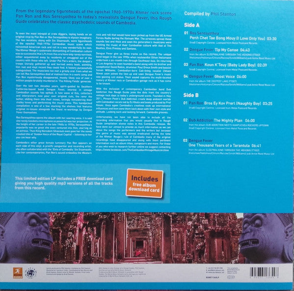Image of Back Cover of LP - VG+/VG+ - VARIOUS, The Rough Guide To Cambodian Psychedelia (World Music Network; RGNET1365LP, Europe 2018, Download Code), ,  - 2826221E