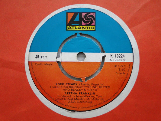 Image of Front Cover of 7" - VG/VG+ - ARETHA FRANKLIN, Rock Steady / All The Kings Horses (Atlantic; K 10224, UK 1972, Company Sleeve, 4 prong centre), ,  - 2826126E