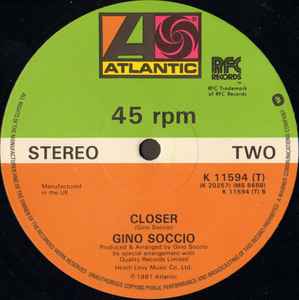 Image of Back Cover of 12" - VG/VG - GINO SOCCIO, Try It Out / Closer (Atlantic; K 11594 (T), RFC Records    K 11594 (T), UK 1981, Die Cut Company Sleeve), Light hairlines.,  - 3626197E
