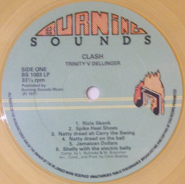 Image of Label Cover of LP - G+/VG - DILLINGER VERSES TRINITY, Clash (Burning Sounds; BS 1003 LP, UK 1977, Laminated Front Sleeve, Clear yellow wax), ,  - 3846305S
