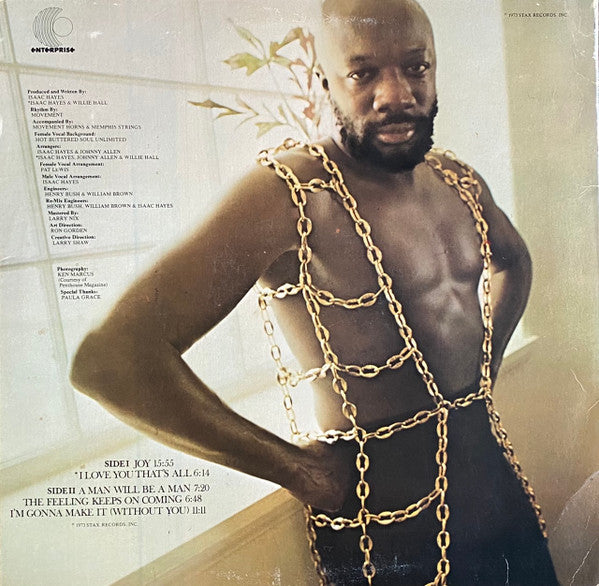 Image of Back Cover of 4844520S: LP - ISAAC HAYES, Joy (Enterprise; ENS-5007, US 1973, Embossed Sleeve) Strong VG  VG/VG