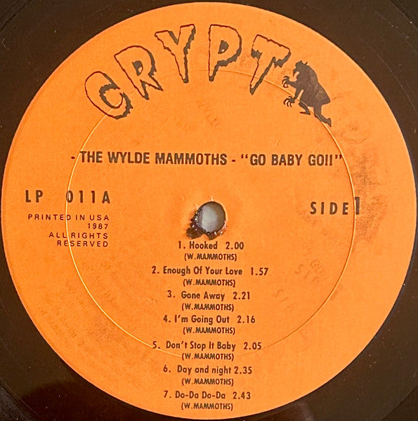 Image of Label Cover of LP - VG+/VG - THE WYLDE MAMMOTHS, Go Baby Go!! (Crypt Records; Crypt 011, US 1987, Label Insert), Strong VG,  - 3626247E