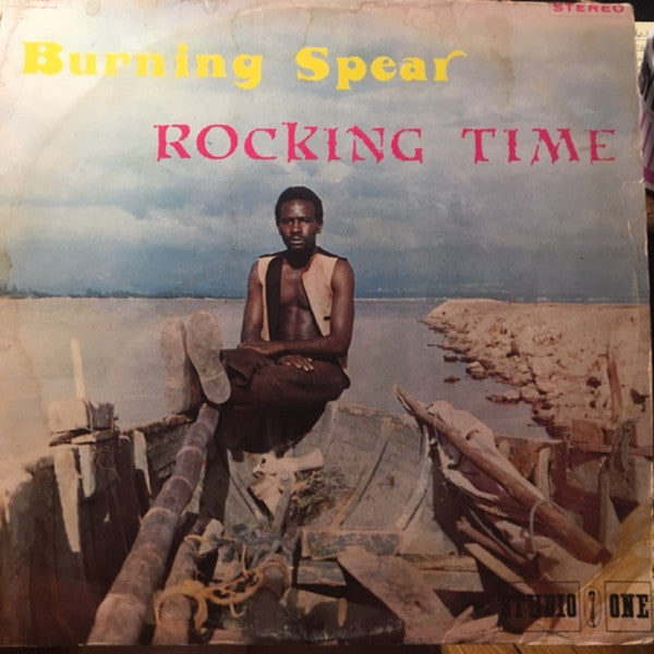 Image of Front Cover of LP - G+/VG - BURNING SPEAR, Rocking Time (Studio One ; SOL 1123, US 1980 Reissue), Light marks, S1 imperfections. Wear and partial splits on sleeve, still looks great.,  - 4446128S