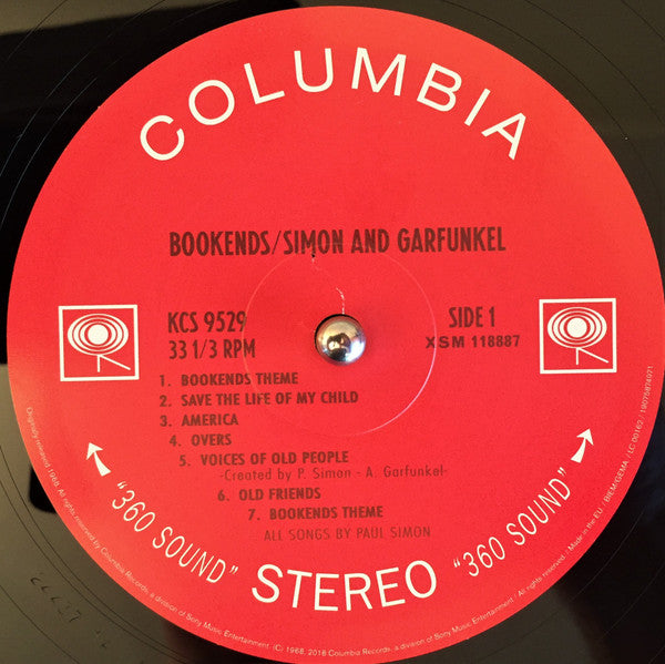 Image of Label Cover of LP - NEW/NEW - SIMON AND GARFUNKEL, Bookends (Columbia; KCS 9529, Europe 2018 Reissue, 180 Gram Vinyl.), ,  - 1036141E