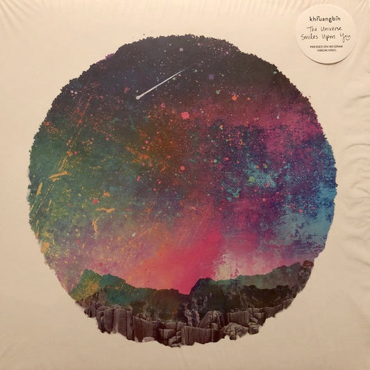 Image of Front Cover of LP - NEW/NEW - KHRUANGBIN, The Universe Smiles Upon You (Night Time Stories; ALNLP40R, UK 2019 Reissue, 180 Gram & Download), , Taking influence from 1960's Thai funk - their name literally translates to 'Engine Fly' in Thai - Khruangbin's debut album 'The Universe Smiles Upon You' is steeped in the bass heavy, psychedelic sound of their inspiration, Tarantino soundtracks and surf-rock cool. The Texan trio is formed of Laura Lee on bass, Mark Speer on guitar, and Donald "DJ" Johnson 