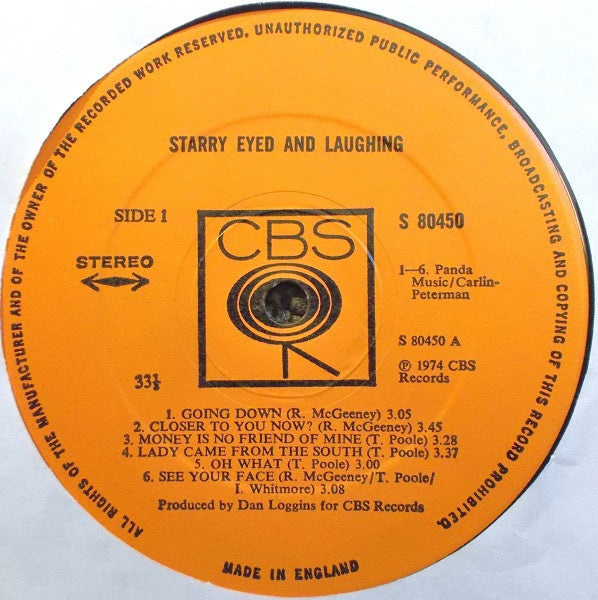 Image of Label Cover of LP - VG/VG - STARRY EYED AND LAUGHING, Starry Eyed and Laughing (CBS; S 80450, UK 1974, Insert), Strong VG, Edge Wear,  - 3826216E