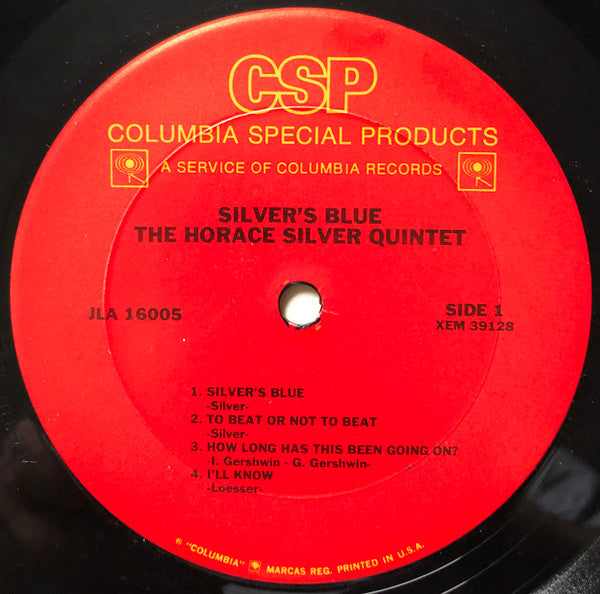 Image of Label Cover of LP - G/VG+ - THE HORACE SILVER QUINTET, Silver's Blue (Columbia Special Products; JLA 16005, US Reissue), Bottom seam fully split. Previous owner has written notes on sleeve rear. ,  - 1826024E