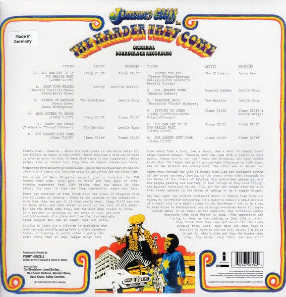 Image of Back Cover of LP - NEW/NEW - VARIOUS, The Harder They Come (Original Soundtrack Recording) (Island Records; 6707394, Europe 2018 Reissue, Gatefold, Inner, 180 Gram Vinyl), ,  - 6056123S