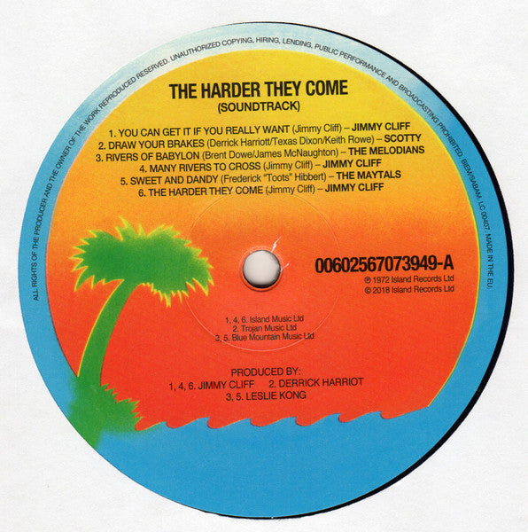 Image of Label Cover of LP - NEW/NEW - VARIOUS, The Harder They Come (Original Soundtrack Recording) (Island Records; 6707394, Europe 2018 Reissue, Gatefold, Inner, 180 Gram Vinyl), ,  - 6056123S