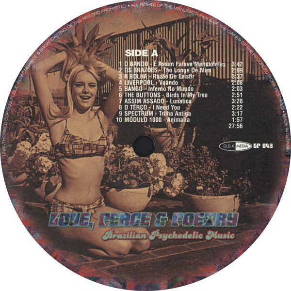 Image of Label Cover of LP - EX/EX - VARIOUS, Love, Peace and Poetry - Brazilian Psychedelic Music (Q.D.K. Media; LP 043, Germany 2002, Gatefold), ,  - 3626073E
