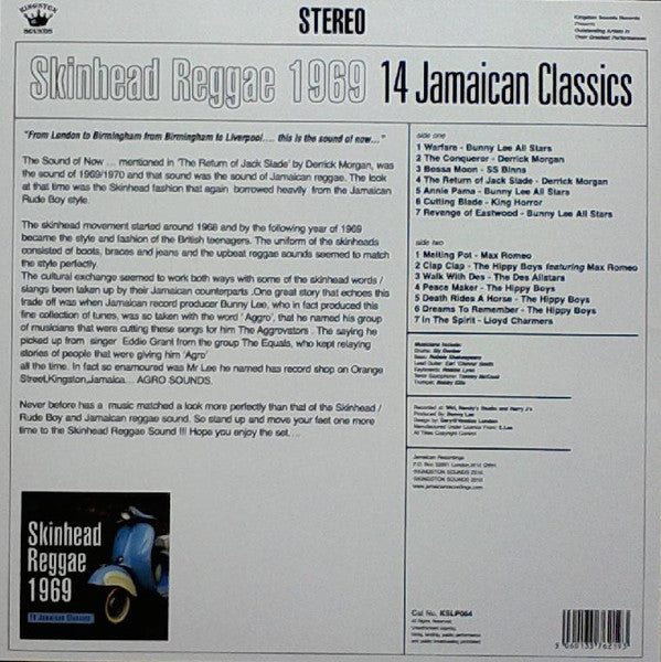 Image of Back Cover of LP - G+/G+ - VARIOUS, Skinhead Reggae 1969 (Kingston Sounds; KSLP064, UK 2016), Scuffs and marks on both record and sleeve,  - 3916308C
