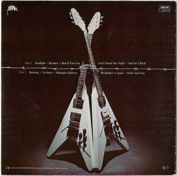 Image of Back Cover of LP - VG/G - ACCEPT, Breaker (Brain Black Labels "Made in Germany" Rim Text; 0060.390, Germany 1981, Inner, Repress), ,  - 2716080C