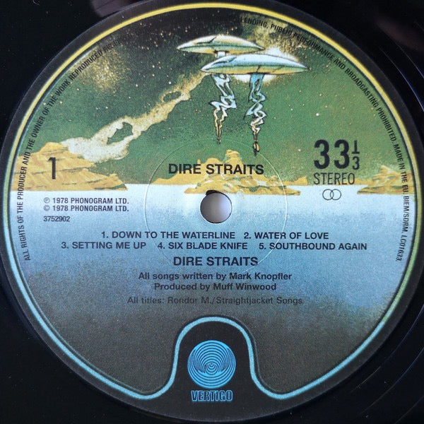Image of Label Cover of LP - NEW/NEW - DIRE STRAITS, Dire Straits (Vertigo; 3752902, Europe 2020 Reissue, Inner), , Dire Straits' arresting self-titled debut arrived in the midst of punk's reign but couldn't have been further removed from the era's slash-and-burn style. Recorded in West London in February 1978, the band's tasteful, jazz-inflected set embraces folk, blues, and pub rock while also tracing a direct line back to the beat-oriented sound of early rock n' roll. Country and roots accents further di