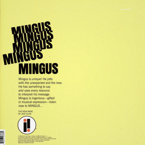 Image of Back Cover of 4714645C: LP - CHARLES MINGUS, Mingus Mingus Mingus Mingus Mingus (Impulse!; 000602577573781, Europe 2019 Reissue, Inner)   NEW/NEW