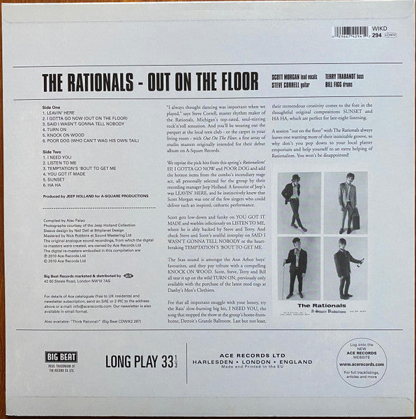 Image of Back Cover of LP - EX/VG+ - THE RATIONALS, Out On The Floor (Big Beat Records; WIKD 294, UK 2010), Strong VG+,  - 3626268E