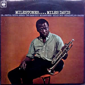 Image of Front Cover of LP - G+/G+ - MILES DAVIS, Milestones (CBS Orange (33 1/3 On Label); 62308, UK 1960s Reissue, Mono), Edge and ring wear, tape, and WOS. Couple feelable marks on disc.,  - 3246260S