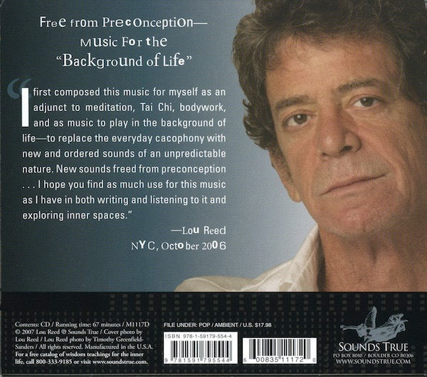 Image of Back Cover of CD - VG/VG+ - LOU REED, Hudson River Wind Meditations (Sounds True; M1117D, US 2007, Card Slipcase with Jewel Case inside), ,  - 2516449C