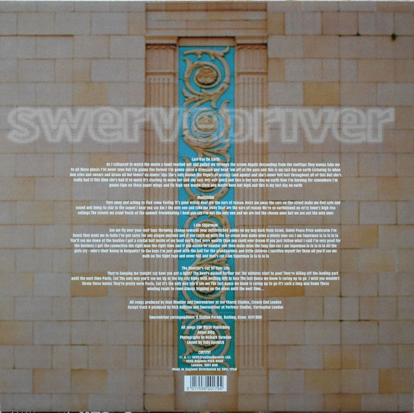 Image of Back Cover of 12" - VG+/VG+ - SWERVEDRIVER, Last Day On Earth (Creation Records; CRE179T, UK 1995, Picture Sleeve, Hype Sticker, White vinyl), ,  - 1026238E