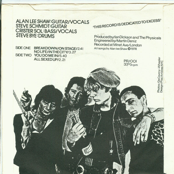 Image of Back Cover of 3725172E: 7" EP - PHYSICALS, All Sexed Up (Physical Records; PR/001, UK 1978, Picture Sleeve) Strong VG+ Throughout  VG+/VG+