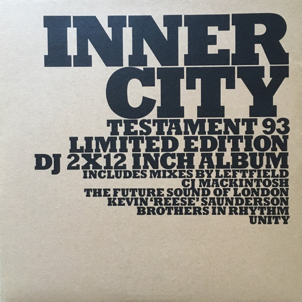 Image of Front Cover of 5024102E: 2x12" - INNER CITY, Testament 93 (Virgin ; OVED 438, UK 1993, Reverse Board Envelope Sleeve, Black Inners, Limited Edition) some light hairlines on the vinyl, edgewear to sleeve and corner bump on bottom left corner.  VG/VG