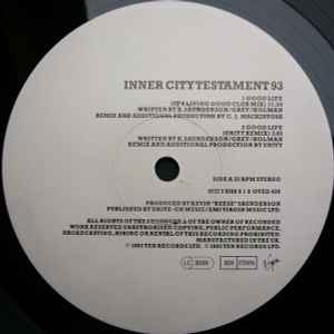 Image of Label Cover of 5024102E: 2x12" - INNER CITY, Testament 93 (Virgin ; OVED 438, UK 1993, Reverse Board Envelope Sleeve, Black Inners, Limited Edition) some light hairlines on the vinyl, edgewear to sleeve and corner bump on bottom left corner.  VG/VG