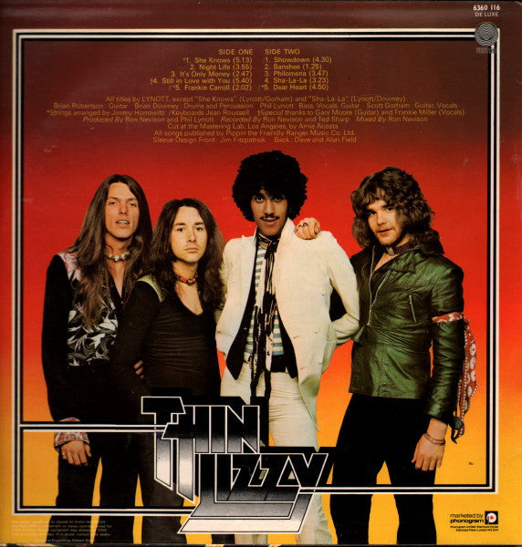 Image of Back Cover of LP - VG+/VG+ - THIN LIZZY, Nightlife (Vertigo Spaceship; 6360 116, UK 1974, Matte Sleeve), ,  - 3926264E