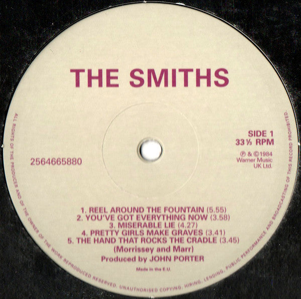 Image of Label Cover of LP - VG+/VG+ - THE SMITHS, The Smiths (Warner Music UK Ltd.; 2564665880, Europe 2012 Reissue, Inner), ,  - 3726039E