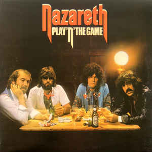 Image of Front Cover of LP - VG/G+ - NAZARETH, Play'n' The Game (Mountain; TOPS 113, UK 1976, Inner), Hairlines and surface marks all over disc. Small sticker damage on front of sleeve, seam spit to inner, edge and ring wear. ,  - 1326471E