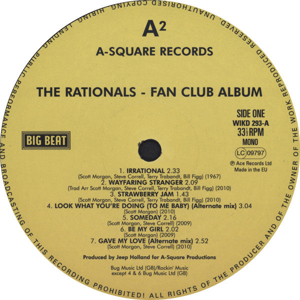 Image of Label Cover of LP - VG+/EX - THE RATIONALS, Fan Club Album (Big Beat Records; WIKD 293, UK 2010 Reissue), ,  - 3626269E