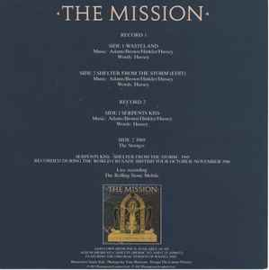 Image of Back Cover of 1614034C: 7" - THE MISSION, 1V [Wasteland / Shelter From The Storm (Edit) / Serpents Kiss / 1969] (Mercury; MYTH B2, UK 1987, Box Set, Black Inners + Band Member Photo Inserts x 4, Numbered Limited Edition) Light marks on disc. Wear to box - broken in multiple places. Number 0338.  G+/VG