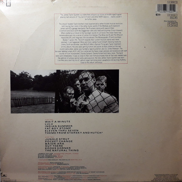 Image of Back Cover of LP - VG/G+ - THE JAMES TAYLOR QUARTET, Wait A Minute (Urban; URBLP17, UK 1988, Inner), Lots of light marks to disc.,  - 3316264C