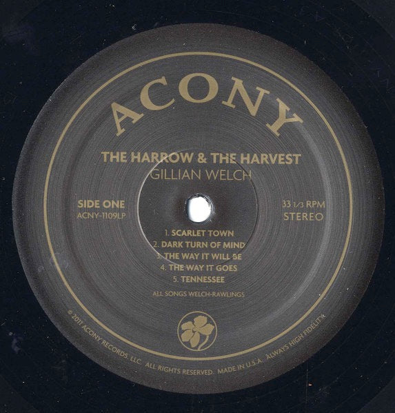 Image of Label Cover of LP - EX/EX - GILLIAN WELCH, The Harrow & The Harvest (Acony Records; ACNY-1109LP, UK 2017 Reissue, Gatefold, Inner & Insert), ,  - 3646351S