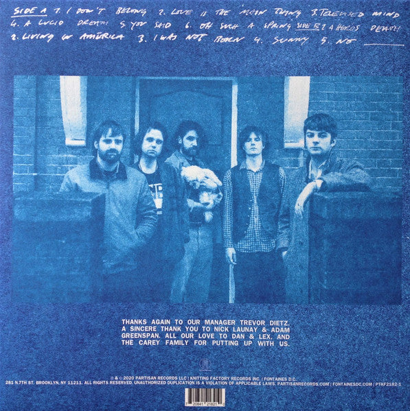 Image of Back Cover of LP - NEW/NEW - FONTAINES D.C., A Hero's Death (Partisan Records; PTKF2182-1, UK 2020, Inner, Black Vinyl), ,  - 2236199E