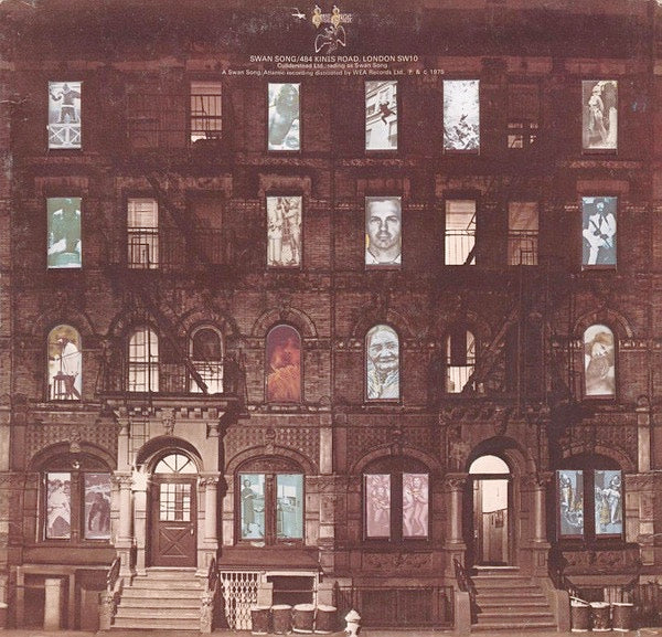 Image of Back Cover of 2xLP - VG+/VG - LED ZEPPELIN, Physical Graffiti (Swan Song; SSK 89400 , UK 1975, Die Cut Sleeve, 2 Inners & Insert, Very First Pressing - 484 Kings Road. No "Warners" On Label, Insert With One Fold), ,  - 3226165E