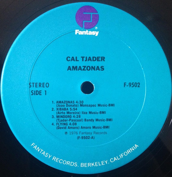 Image of Label Cover of LP - G+/VG - CAL TJADER, Amazonas (Fantasy (Blue Label); F-9502, US 1970s Reissue, Pasteback Sleeve), Spine damage and shelf wear. Light superficial storage marks to disc.,  - 3716126C
