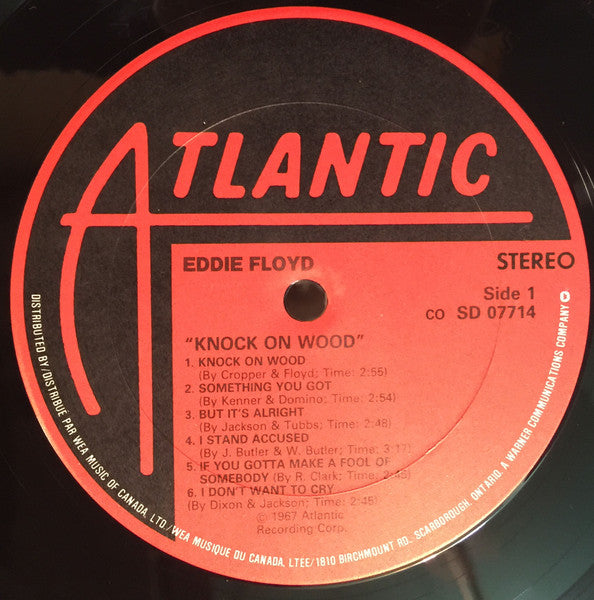 Image of Label Cover of LP - EX/EX - EDDIE FLOYD, Knock On Wood (Atlantic; SD 7714, Canada reissue), Import sticker on back of sleeve.,  - 4126309E