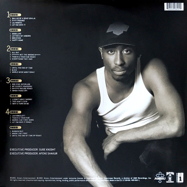 Image of Back Cover of 4944032S: 4xLP - 2PAC, Until The End Of Time (Death Row Records ; 490 840-1, Europe 2001) Sleeve Intact, Heavy Ring Wear And Edge Wear  G+/G