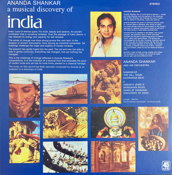Image of Back Cover of LP - VG/VG+ - ANANDA SHANKAR, A Musical Discovery of India (Shiva Sounds; SS.002, UK 2001 Reissue, Textured Sleeve), Edge Wear,  - 0646270S