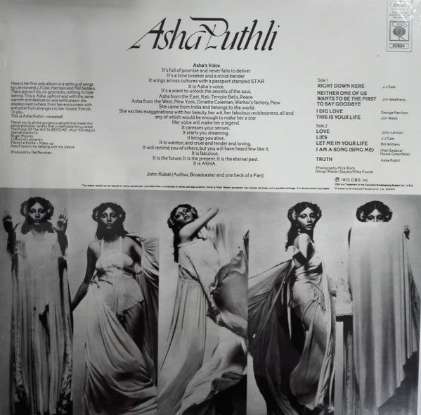Image of Back Cover of LP - NEW/NEW - ASHA PUTHLI, Asha Puthli (Mr Bongo; MRBLP221, UK 2020 Reissue, Blue Vinyl Record Store Day August Drop 2020), ,  - 1836097E