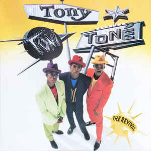 Image of Front Cover of 4614193C: LP - TONY! TONI! TON !, The Revival (Wing Records; 841 902-1, US 1990) Sleeve worn and damaged at edges and spine. Scuffs and liquid stains too  G+/G+