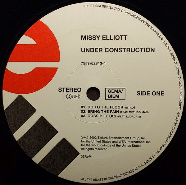 Image of Label Cover of 2xLP - VG/VG - MISSY MISDEMEANOR ELLIOTT, Under Construction (Elektra; 7559628131, Germany 2002, Picture Sleeve, Insert), light marks only. few signs of wear to sleeve - light edgewear and creasing,  - 2946044S