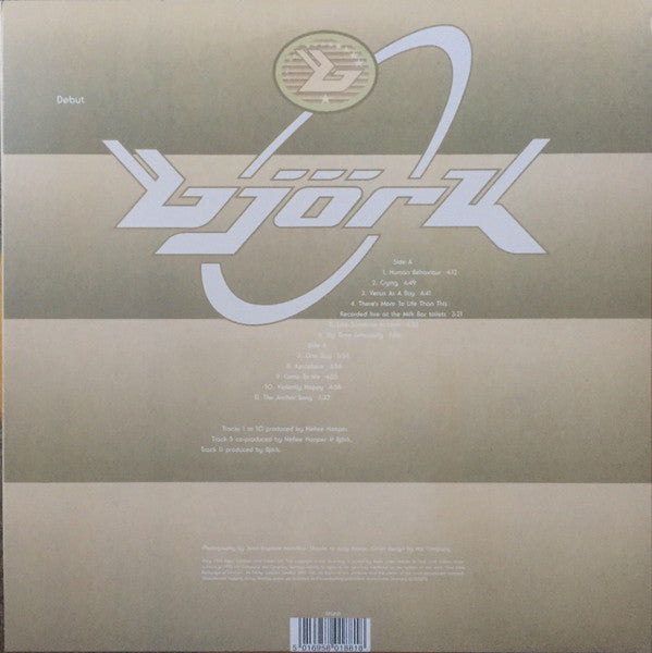 Image of Back Cover of 5044324S: LP - BJORK, Debut (One Little Indian; TPLP31H, Europe 2015 Reissue, 180 Gram Vinyl, "Made In The Germany" on Rear Sleeve)   VG+/VG+