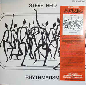 Image of Front Cover of 5024013E: LP - STEVE REID, Rhythmatism (Soul Jazz Records; SJR LP448, UK 2019 Reissue, Company Inner, White Vinyl) Strong VG, conservative grading. a few light hairlines only. sleeve has very light corner bump and some light creasing.  VG+/VG