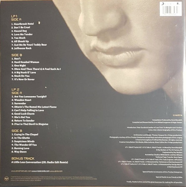 Image of Back Cover of 2xLP - VG+/VG+ - ELVIS PRESLEY, ELV1S 30 #1 Hits (RCA; 88875111961, Europe 2018 Reissue, Gatefold, Insert, 180 Gram Gold Vinyl.), Light creasing to insert,  - 2726284E
