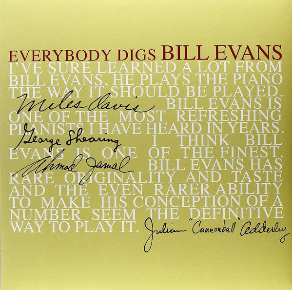 Image of Front Cover of LP - VG+/VG - BILL EVANS TRIO, Everybody Digs Bill Evans (DOM-Ermitage; VNL 12225 LP, Europe 2012 Reissue, Picture Sleeve, 180 Gram Vinyl), ,  - 3126227E