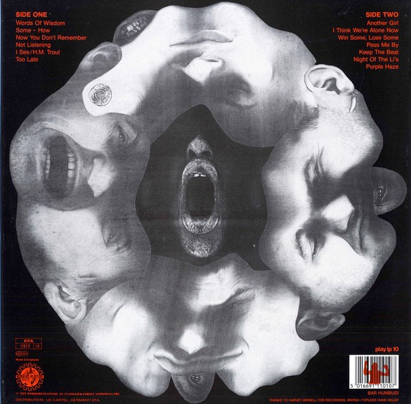 Image of Back Cover of 4024022E: LP - SNUFF, Snuffsaidbutgorblimeyguvstonemeifhedidntthrowawobblerchachachachachachachachachachachayouregoinghomeinacosmicambience (Workers Playtime; play lp 10, UK 1989, Inner)   VG/VG