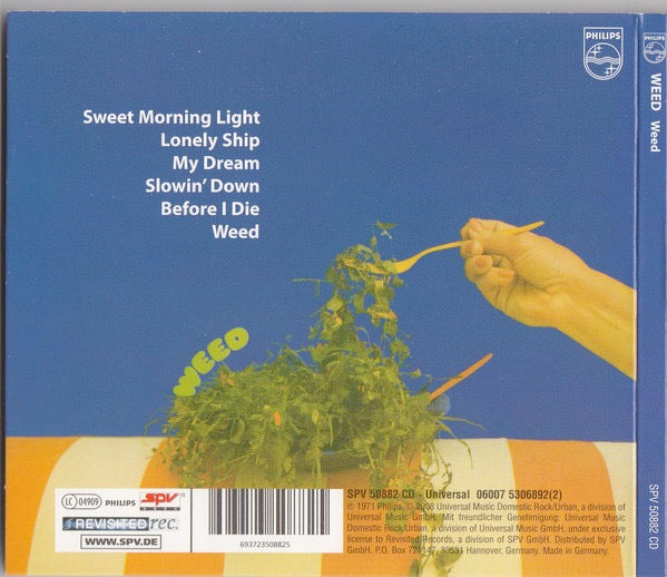 Image of Back Cover of 1134134E: CD - WEED, Weed (Philips; SPV 50882 CD, Germany 2008, Digipak)   VG+/VG+